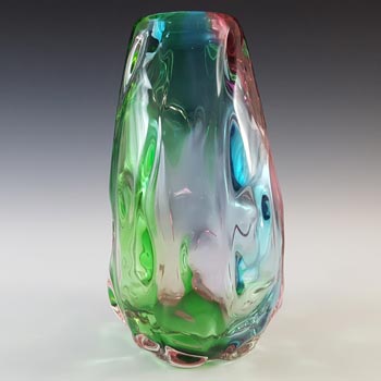 (image for) Sanyu Japanese Green, Pink & Blue Glass "Fantasy" Vase