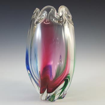 (image for) Kurata Japanese Vintage Pink, Green & Blue Glass Vase