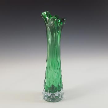 (image for) Japanese Vintage Textured Green Cased Glass Stem Vase