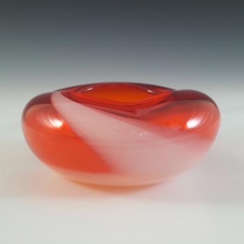 (image for) Japanese Red & White Vintage Glass Bowl / Ashtray