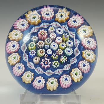 (image for) John Deacons Scottish Blue Glass Millefiori Paperweight - Labelled