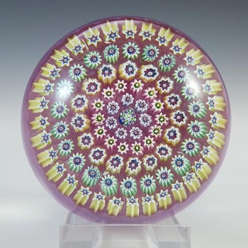 (image for) John Deacons Scottish Pink Glass Millefiori Paperweight - Labelled