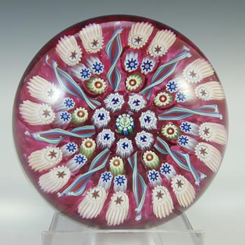(image for) John Deacons Pink Glass Millefiori Thistle Paperweight - Labelled