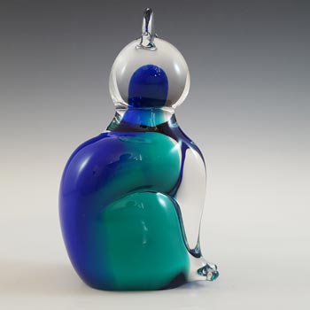 (image for) SIGNED V. Nason & Co Murano Blue & Green Glass Cat Sculpture