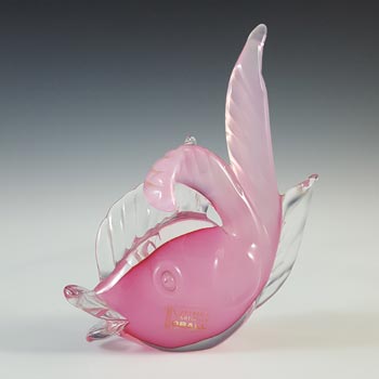 Oball Murano Pink Cased Glass Fish Sculpture - Labelled