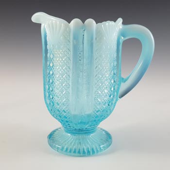 (image for) Davidson Blue Pearline Opalescent Glass 'Richelieu' Jug / Creamer