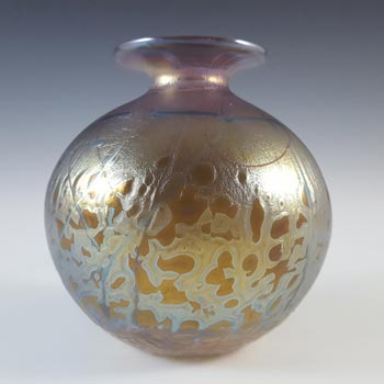 (image for) SIGNED Phoenician Pink & Gold Iridescent Glass Vase