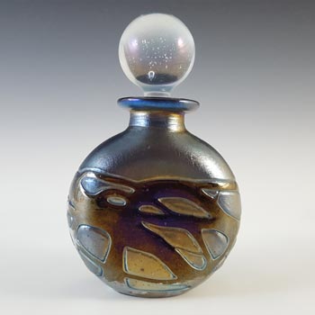 (image for) SIGNED Phoenician Black & Blue Iridescent Glass Perfume Bottle