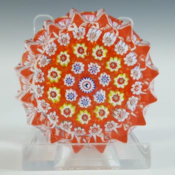 (image for) LABELLED John Deacons Orange Glass Millefiori Star Paperweight