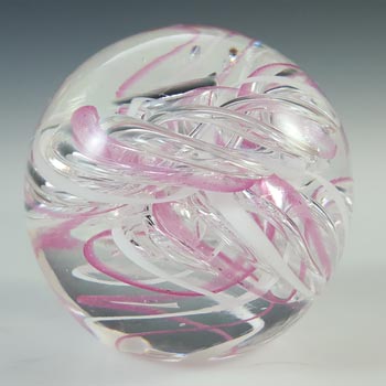 (image for) MARKED Langham Pink, White & Clear British Glass Paperweight