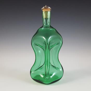 (image for) Mantorp Glasbruk Swedish Green Glass 'Cluck Cluck' Decanter / Bottle