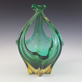 (image for) Cristallo Venezia CCC Murano Green & Amber Cased Glass Bowl