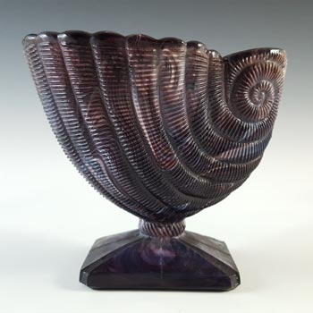 Victorian 1890's Malachite / Slag Glass Nautilus Shell Vase