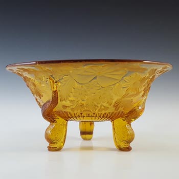 (image for) Sowerby #1544 Art Deco Amber Glass 'Diving Dolphins' Bowl