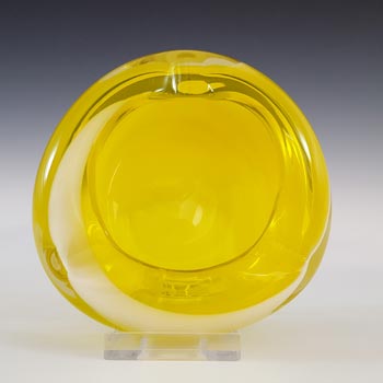 (image for) Japanese Yellow & White Striped Retro Glass Bowl / Ashtray