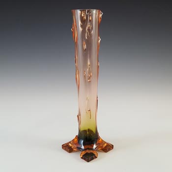 Victorian Czech / Bohemian Pink & Green Glass Thorn Vase