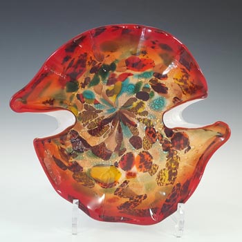 (image for) Vetro Artistico Veneziano Murano Silver Leaf Orange Glass Bowl