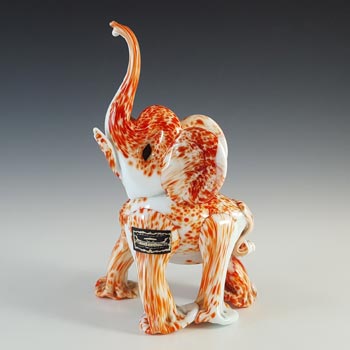 (image for) LABELLED Venetian Glass Company Murano Style Orange & White Elephant