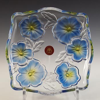 (image for) LABELLED Waltherglas Blue & Yellow Glass 'Pansy' Dish / Bowl