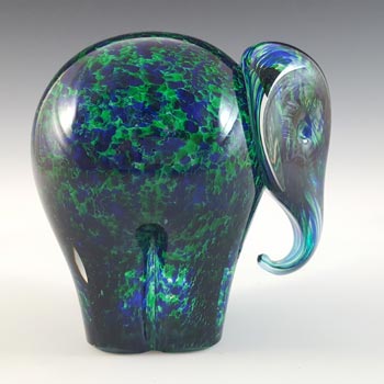 MARKED Wedgwood Speckled Blue & Green Glass Elephant RSW409