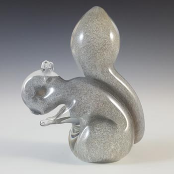 (image for) MARKED Wedgwood Grey Glass Squirrel Paperweight RSW410