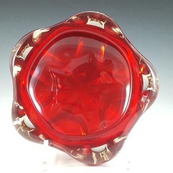 (image for) Whitefriars #9408 Ruby Red Glass Lobed Bowl / Ashtray