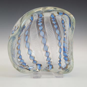 (image for) Archimede Seguso Murano Zanfirico Blue & White Glass Bowl