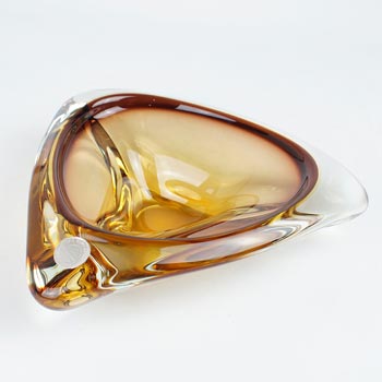 (image for) Arte Nuova Murano Brown & Amber Sommerso Glass Bowl - Labelled