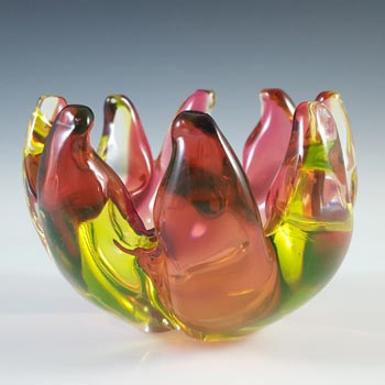 (image for) Arte Nuova Pustetto & Zanetti Murano Pink & Uranium Sommerso Glass Bowl