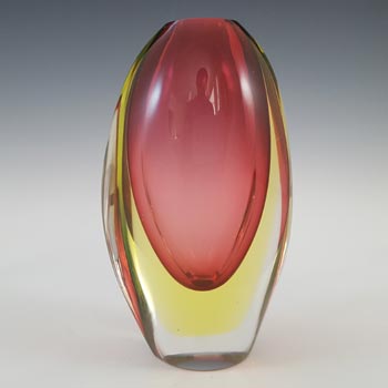 (image for) Arte Nuova Pustetto & Zanetti Murano Sommerso Pink & Yellow Glass Vase