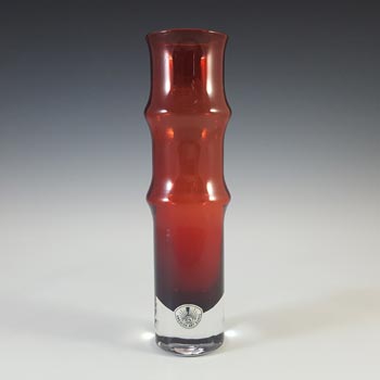 (image for) Aseda Swedish Red Glass Bamboo 7.5" Vase by Bo Borgstrom #B5/80