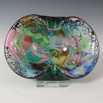 (image for) AVEM Murano Zanfirico Bizantino / Tutti Frutti Green Glass Bowl
