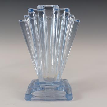 Bagley #334 Art Deco 4" Vintage Blue Glass 'Grantham' Vase