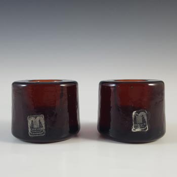 (image for) LABELLED Cascade / Wood Bros Brown Glass Candlestick Holders