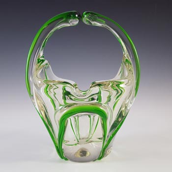 (image for) Murano Style Chinese Green & Clear Glass Basket by Crystal Brand