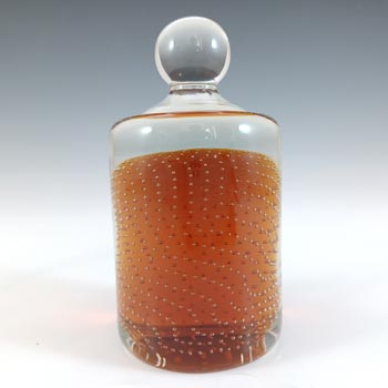 (image for) Jaffe Rose Czech Amber & Clear Bubble Glass Paperweight