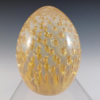 Vetreria 3 Fiori Murano Bubble Gold Leaf Glass Egg Paperweight