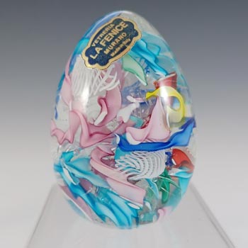 (image for) LABELLED La Fenice Murano Zanfirico Filigree Glass Paperweight