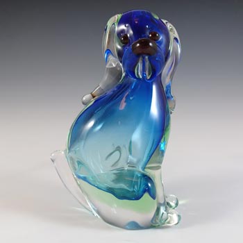 (image for) Ferro & Lazzarini Murano Blue & Green Sommerso Glass Dog Bottle