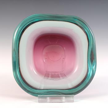(image for) Archimede Seguso Murano Pink & Blue Sommerso Glass Geode Bowl