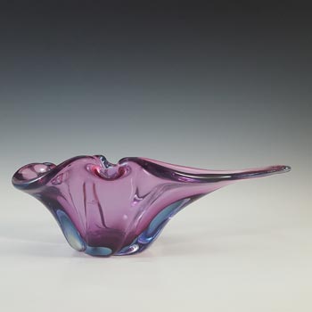 (image for) Harrachov Czech Purple & Blue Glass Sculpture Bowl #5/3576
