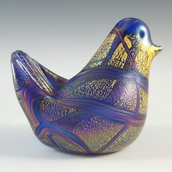 (image for) Isle of Wight Studio 'Golden Peacock Royale' Blue Glass Bird