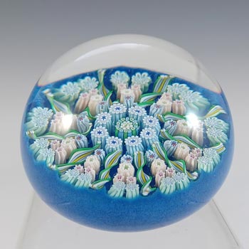 (image for) LABELLED John Deacons Scottish Blue Glass Millefiori Paperweight