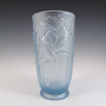 (image for) Jobling #11800 Vintage Blue Art Deco Glass Celery Vase