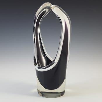 (image for) SIGNED Kumela Finnish Black Glass Vase by Sulo Grönberg