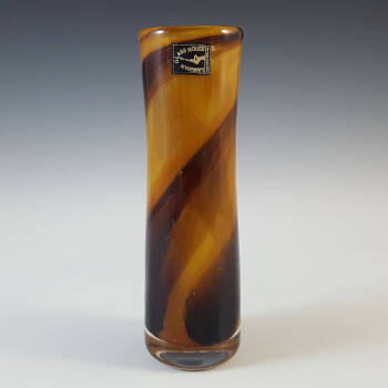 (image for) LABELLED Langham Brown Striped British Vintage Glass Vase