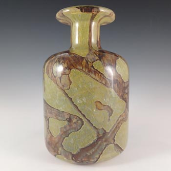 (image for) SIGNED LARGE Mdina Brown & Sandy 'Earthtones' Glass Vase