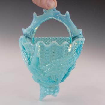 (image for) Victorian Blue Pearline Glass 'Driftwood and Shell' Wall Vase