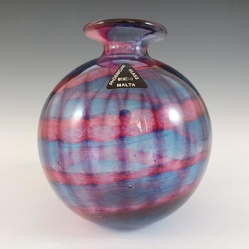 (image for) SIGNED & LABELLED Phoenician Vintage Pink & Blue Glass Vase
