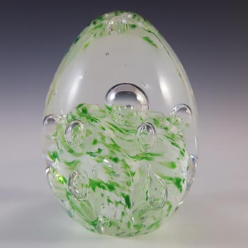 (image for) Chinese Green & White Speckled Glass Bubble Egg Paperweight